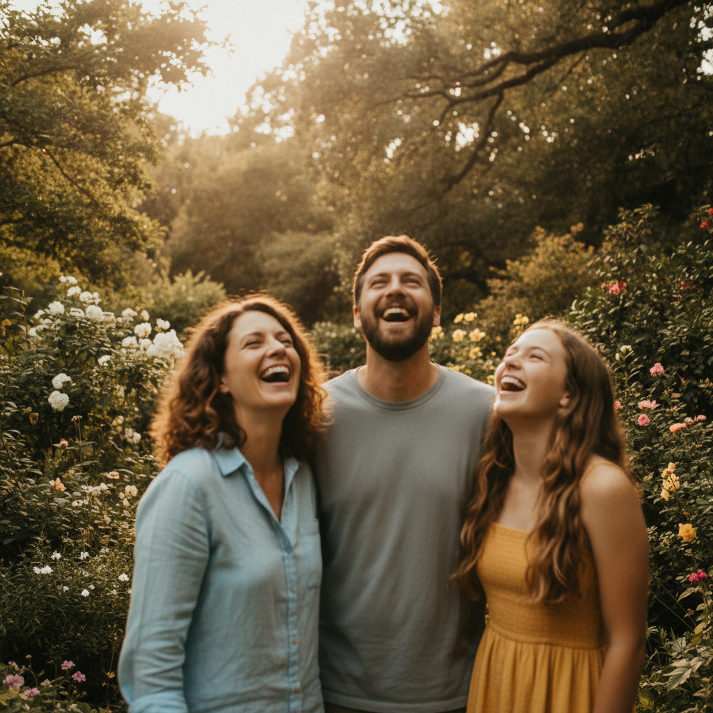 Familienfoto vom Smartphone als Ausgangsbild – leicht unscharf, typischer Schnappschuss