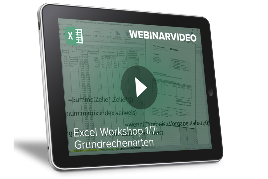 Webinarvideo: Excel-Workshop 1/7 - Grundrechenarten