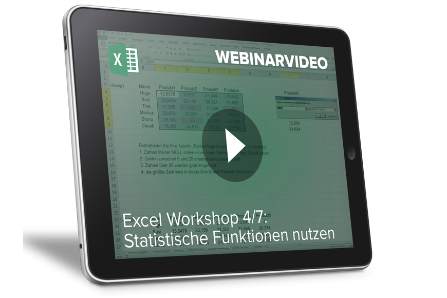 Webinarvideo: Excel-Workshop 4/7 - Statistische Funktionen nutzen