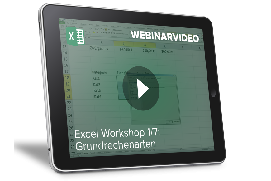 Webinarvideo: Excel-Workshop 1/7 - Grundrechenarten